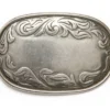 Hebilla Metal Plateado Rectangular Para Cinturón Estilo Western Con Filigranas Grabadas