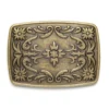 Chapa Vaquera Rectangular Para Cinturón Metal Dorado Vintage Con Grabado Floral