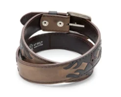 Cinturón Vaquero Cuero Marrón Engrasado Con Diseño Charro En Negro Y Bordados -Moda Complementos Tienda 4065 Marron Sprinter Negro oporto2