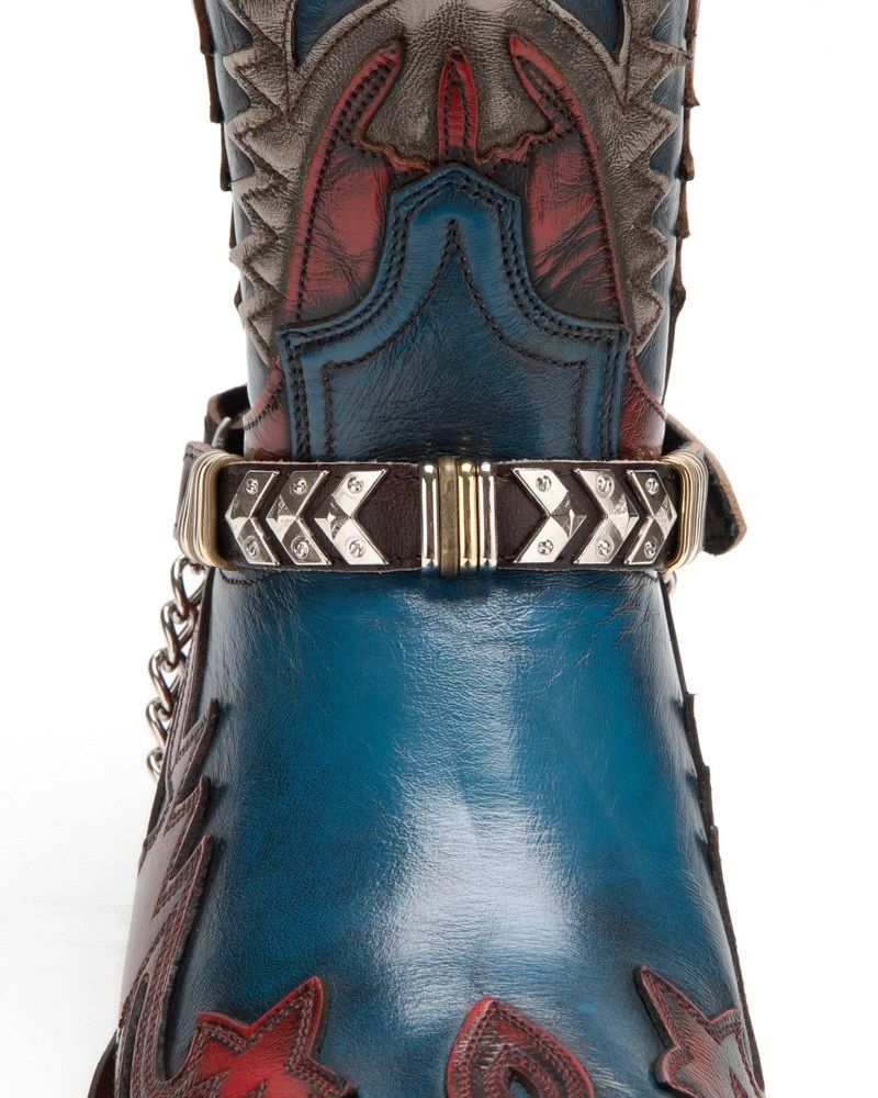 Arneses De Cuero Para Botas Cowboy Rojas Sendra Remaches Plateados Y Dorados 6 Arneses De Cuero Para Botas Cowboy Rojas Sendra Remaches Plateados Y Dorados - Imagen 6