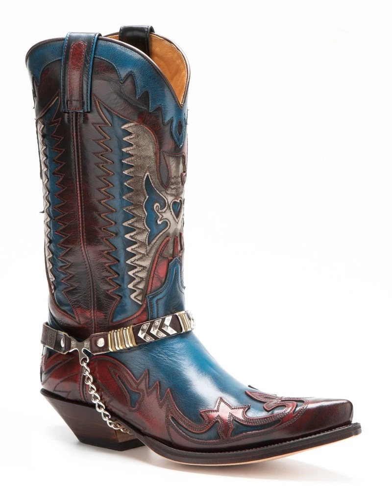 Arneses De Cuero Para Botas Cowboy Rojas Sendra Remaches Plateados Y Dorados 1 Arneses De Cuero Para Botas Cowboy Rojas Sendra Remaches Plateados Y Dorados