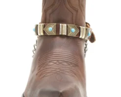 Arneses Sendra Marrones Para Botas Apliques Oro Viejo Y Adornos Turquesa