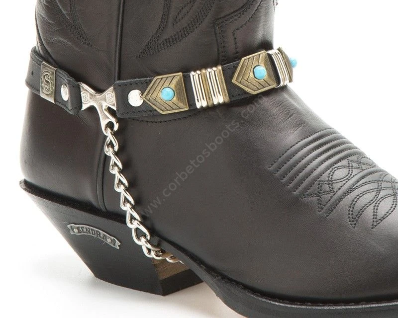 Arneses Sendra Negros Para Botas Apliques Oro Viejo Y Esferas Azules 2 Arneses Sendra Negros Para Botas Apliques Oro Viejo Y Esferas Azules - Imagen 2