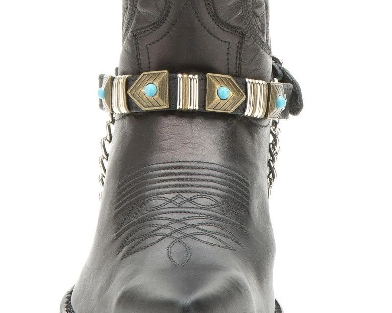 Arneses Sendra Negros Para Botas Apliques Oro Viejo Y Esferas Azules 4 Arneses Sendra Negros Para Botas Apliques Oro Viejo Y Esferas Azules - Imagen 4