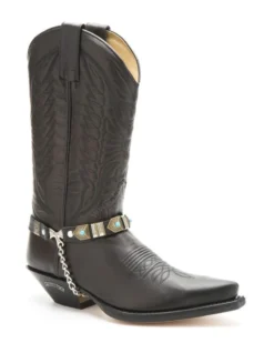 Arneses Sendra Negros Para Botas Apliques Oro Viejo Y Esferas Azules