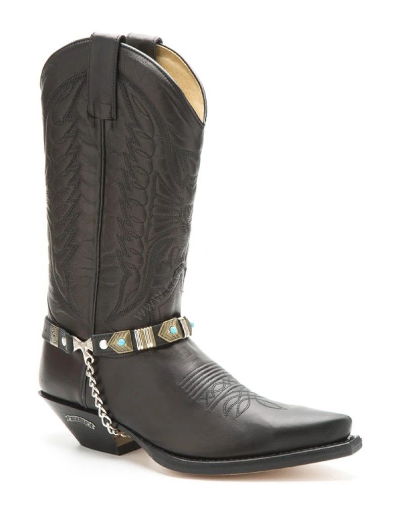 Arneses Sendra Negros Para Botas Apliques Oro Viejo Y Esferas Azules 1 Arneses Sendra Negros Para Botas Apliques Oro Viejo Y Esferas Azules
