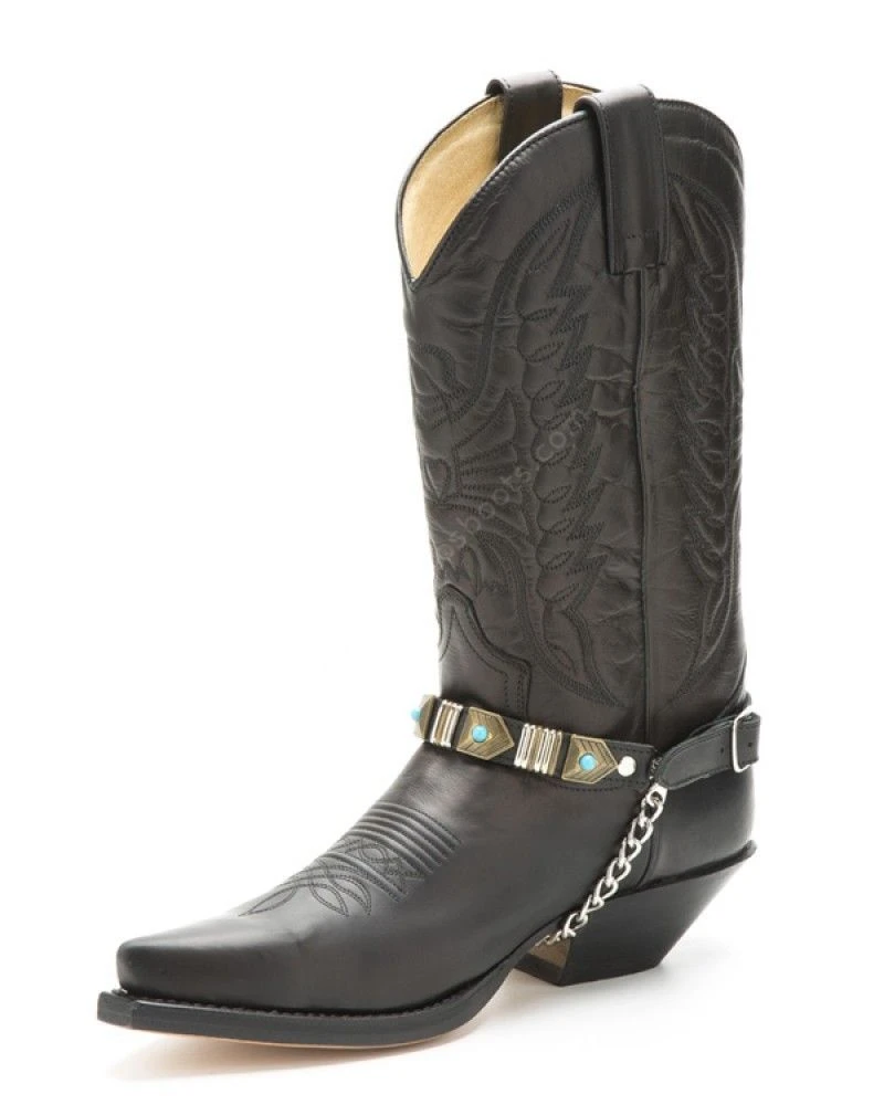 Arneses Sendra Negros Para Botas Apliques Oro Viejo Y Esferas Azules 6 Arneses Sendra Negros Para Botas Apliques Oro Viejo Y Esferas Azules - Imagen 6