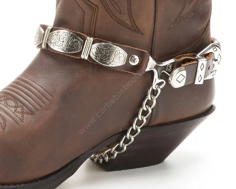 Arnés Cuero Marrón Sendra Hebilla Doble Con Chapa Cowboy Floral Frontal Y Trasera 2 Arnés Cuero Marrón Sendra Hebilla Doble Con Chapa Cowboy Floral Frontal Y Trasera - Imagen 2