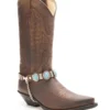Arneses Cowboy Para Bota Cuero Marrón Sendra Con Turquesas Grandes
