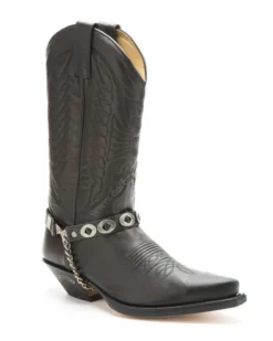 Arneses Sendra Negros Con Conchos Ovalados Para Bota Cowboy -Moda Complementos Tienda 49 78 Negro EN1
