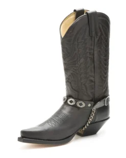 Arneses Sendra Negros Con Conchos Ovalados Para Bota Cowboy -Moda Complementos Tienda 49 78 Negro EN3