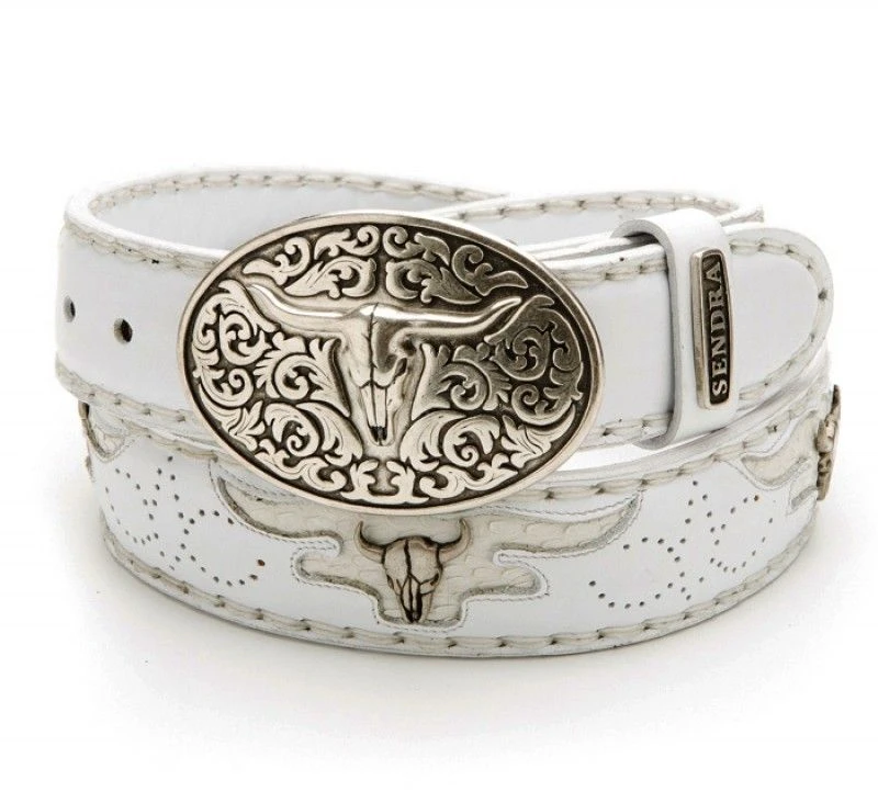 Cinturón Blanco Country Sendra Con Piel De Pitón Y Chapas Cabeza De Vaca 2 Cinturón Blanco Country Sendra Con Piel De Pitón Y Chapas Cabeza De Vaca - Imagen 2
