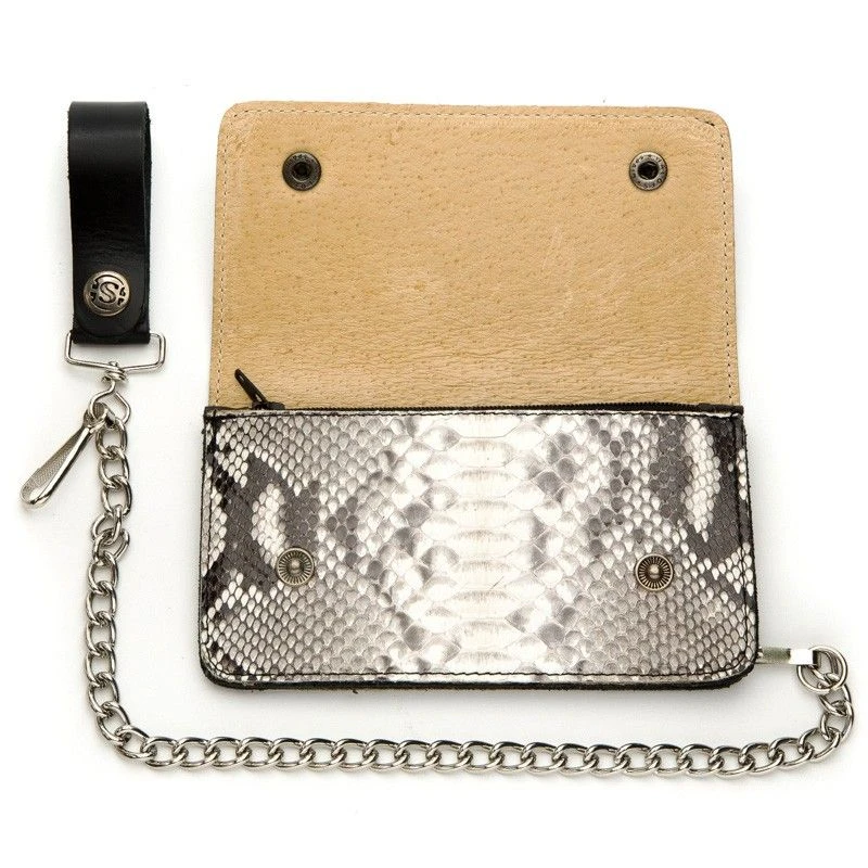 Cartera Motera Con Cadena Sendra Escamas Piel Natural Barriga Pitón