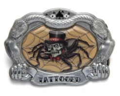 Hebilla Rockabilly Dibujo Araña-calavera Fumadora Con Sombrero De Copa Alta