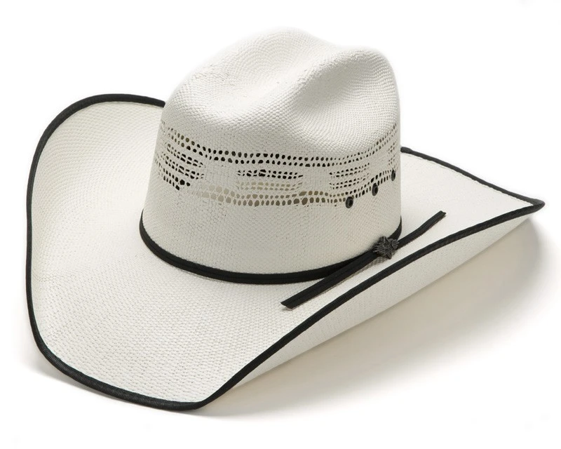 Sombrero Cowboy Blanco Unisex Copa Calada Con Banda Negra 3 Sombrero Cowboy Blanco Unisex Copa Calada Con Banda Negra - Imagen 3