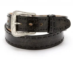 Cinturón De Piel Unisex Para Pantalón Vaquero Color Gris Envejecido