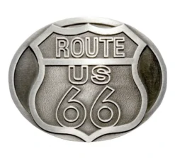 Hebilla Cinturón Logo Route 66 Metalizado