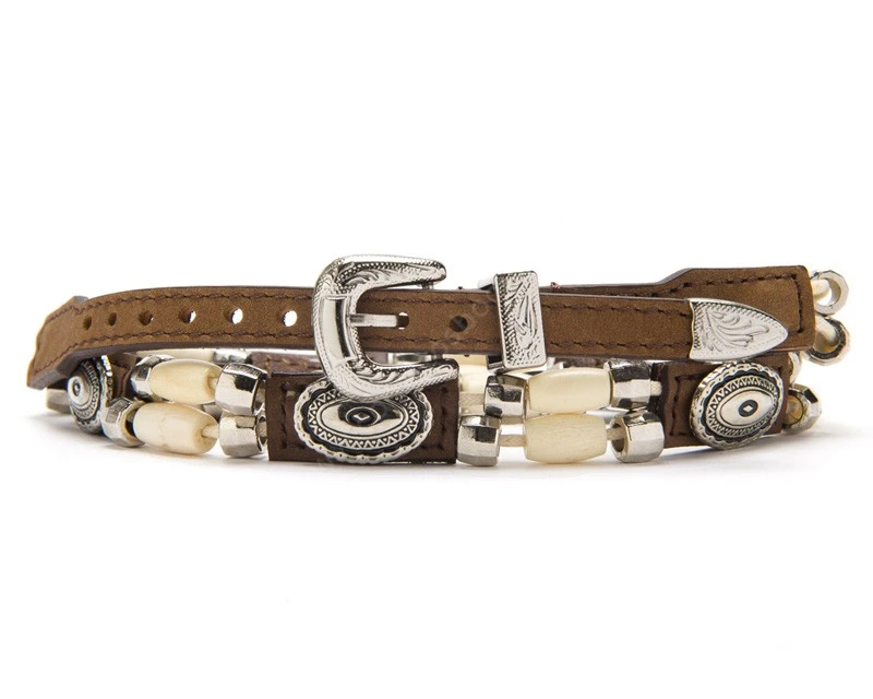 Cinta De Cuero Marrón Para Sombrero Western Con Cuentas De Hueso Tallado Y Conchos 1 Cinta De Cuero Marrón Para Sombrero Western Con Cuentas De Hueso Tallado Y Conchos