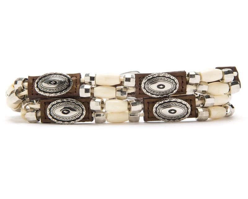 Cinta De Cuero Marrón Para Sombrero Western Con Cuentas De Hueso Tallado Y Conchos 2 Cinta De Cuero Marrón Para Sombrero Western Con Cuentas De Hueso Tallado Y Conchos - Imagen 2