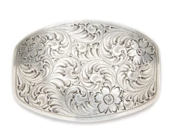 Hebilla Clásica Western Plateada Con Grabados Para Hombre Y Mujer