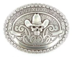 Hebilla Western Calavera Con Sombrero Cowboy