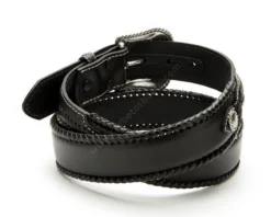 Cintur贸n Vaquero Negro Nocona Con Trenzado De Cuero Exterior
