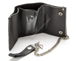 Cartera Pequeña Con Cadena Cuero Negro Estampado águila