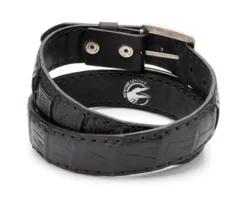 Cinturón Vaquero Para Hombre Combinación Cocodrilo Negro Y Piel Negra