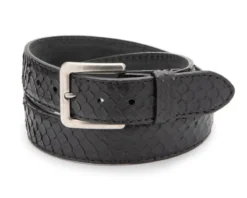 Cinturón Unisex Artesanal Piel De Pitón Negro