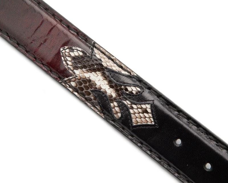 Cinturón Texano Original Belts Combinación Piel Burdeos Y Negra Con Piel De Serpiente 6 Cinturón Texano Original Belts Combinación Piel Burdeos Y Negra Con Piel De Serpiente - Imagen 6