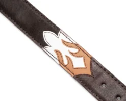 Cinturón Western Pelo De Vaca Marrón Con Detalles Color Blanco Y Crema -Moda Complementos Tienda 7165 Pelo Marron Blanco Cuero3