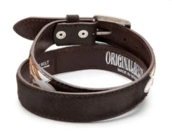 Cinturón Western Pelo De Vaca Marrón Con Detalles Color Blanco Y Crema -Moda Complementos Tienda 7165 Pelo Marron Blanco Cuero5