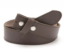 Cinto Sin Hebilla Piel Lisa Marr贸n