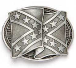 Hebilla Metal Envejecido Bandera Confederada Ondeando