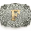 Hebilla Envejecida Country Inicial F Relieve Dorado
