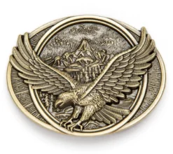 Hebilla Ovalada Para Cinto águila Sobre Fondo Valle