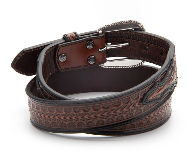 Ariat Cinto Vaquero Americano Doble Piel Marrón Coñac Grabado Efecto Trenzado 2 Ariat Cinto Vaquero Americano Doble Piel Marrón Coñac Grabado Efecto Trenzado - Imagen 2