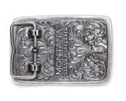 Montana Silversmiths Hebilla Rectangular Bañada En Plata águila En Vuelo Y Grabado En Espiral