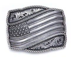 Hebilla Plateada Montana Silversmiths Hombre Bandera Estados Unidos