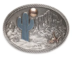 Montana Silversmiths Hebilla Western Escenario Desierto Americano Con Cactus Azul