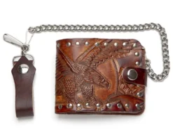 Billetera Grabada Cowboy águila Volando Con Cadena Y Botón Cierre A Presión -Moda Complementos Tienda AB317 41