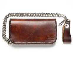 Cartera Motera Color Coñac Diseño Jefe Nativo Americano Y Bandera USA -Moda Complementos Tienda AB412 125 trasera