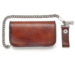 Cartera Americana Marrón Con Cadena Grabado Longhorn Y Paisaje Del Oeste