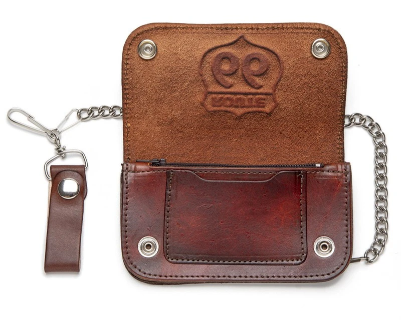 Cartera Cuero Desgastado Marrón Con Cadena Logo Ruta 66 2 Cartera Cuero Desgastado Marrón Con Cadena Logo Ruta 66 - Imagen 2