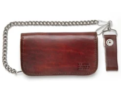 Cartera Cuero Desgastado Marrón Con Cadena Logo Ruta 66 7 Cartera Cuero Desgastado Marrón Con Cadena Logo Ruta 66 -Moda Complementos Tienda AB412 66New trasera