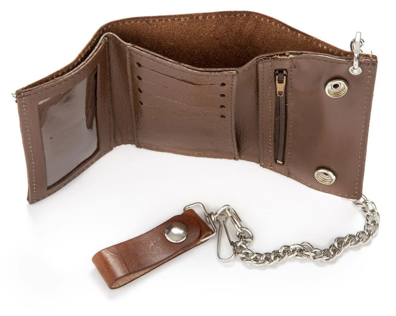 Cartera Cuero Marrón Envejecido Sin Corchetes Visibles Con Cadena 4 Cartera Cuero Marrón Envejecido Sin Corchetes Visibles Con Cadena - Imagen 4