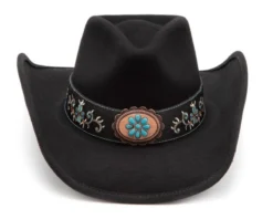 Sombrero Fieltro Negro Bordado Azul Turquesa Y Chapa Floral Decorativa 8 Sombrero Fieltro Negro Bordado Azul Turquesa Y Chapa Floral Decorativa -Moda Complementos Tienda All For Good 2