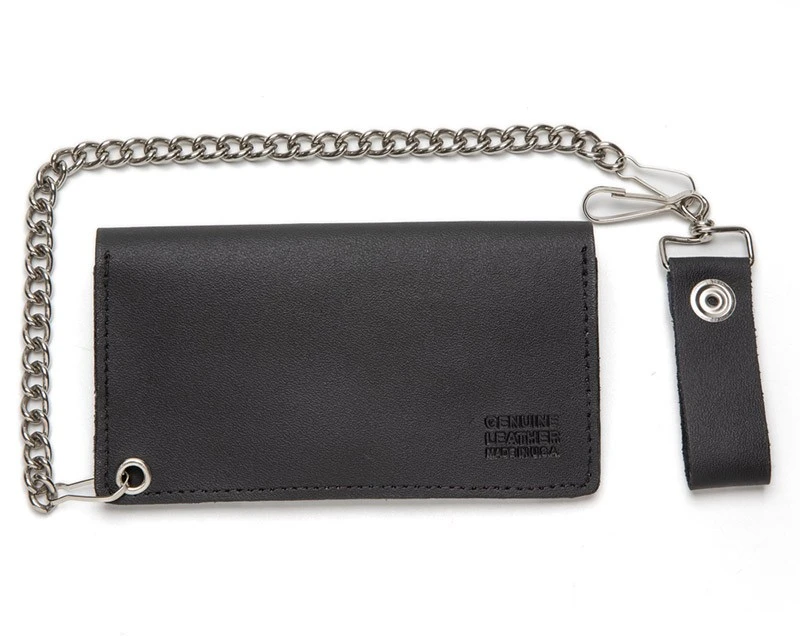 Cartera Con Cadena Básica Cuero Liso Negro Hecha En Estados Unidos 2 Cartera Con Cadena Básica Cuero Liso Negro Hecha En Estados Unidos - Imagen 2