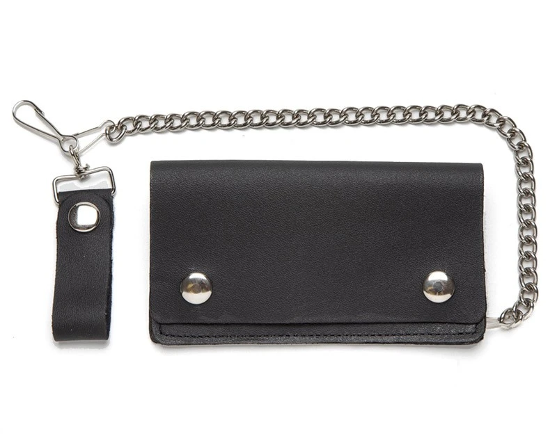 Cartera Con Cadena Básica Cuero Liso Negro Hecha En Estados Unidos 3 Cartera Con Cadena Básica Cuero Liso Negro Hecha En Estados Unidos - Imagen 3