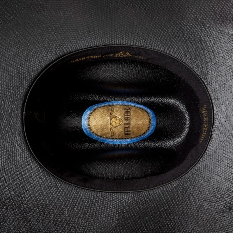 Sombrero Rodeo Negro Paja Negra Endurecida Copa Baja Cattleman Perforada 3 Sombrero Rodeo Negro Paja Negra Endurecida Copa Baja Cattleman Perforada - Imagen 3